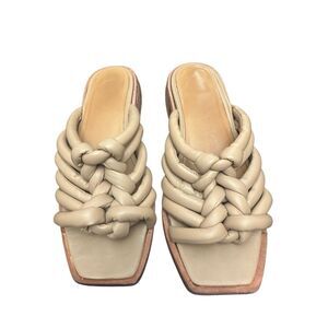 Anthropologie WAL & PAI IVAR Leather Puffer Square Toe Sandals 39  Made in Brazi